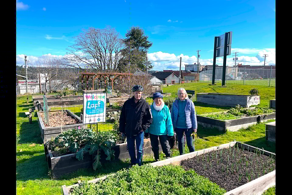 Neil Lehna, Trudy Reynens and Cindy Bertram are eager to get to work in the Ladysmith Community Garden now that spring has finally arrived. Now in his third year with the garden, Lehna calls becoming a member the “best move I ever made.”