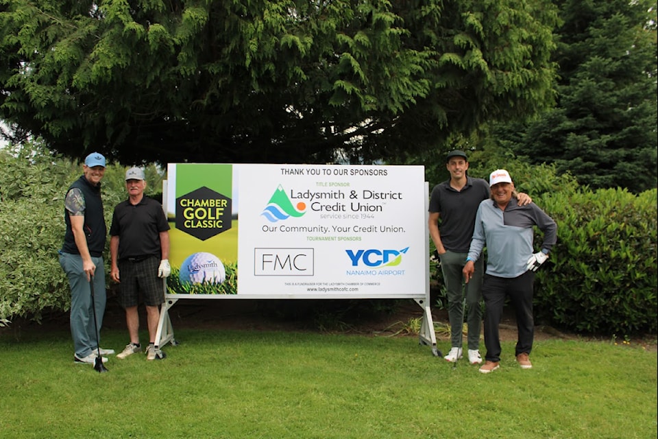 The first place team in the recent Ladysmith Chamber Golf Tournament consisted of Izak Brussow, Doug Carr, Greg Renton and John Stall. The winners were one of 22 teams in the annual event. (Submitted photo)
