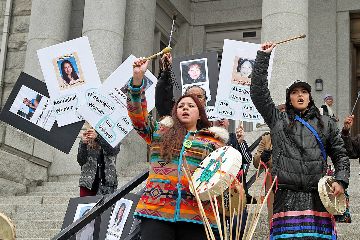 Protesters gather at Vernon court during Sagmoen appearance Ladysmith