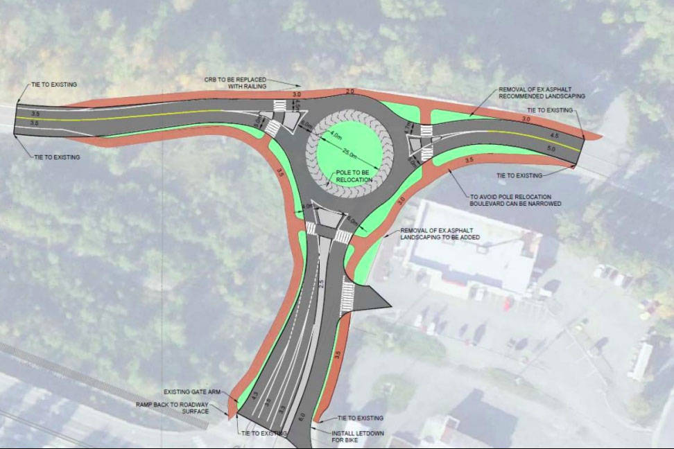 The proposed design of the Ludlow/Rocky Creek roundabout. (Town of Ladysmith/June 15 Council Agenda)