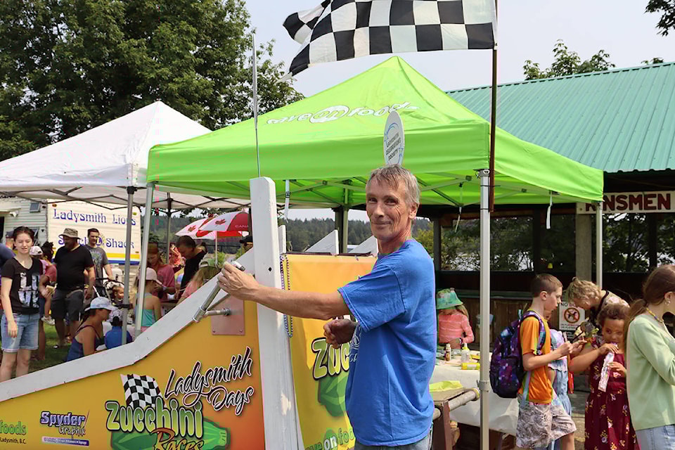 Al Moore gets ready to oversee some zucchini racing. (Cole Schisler photo)