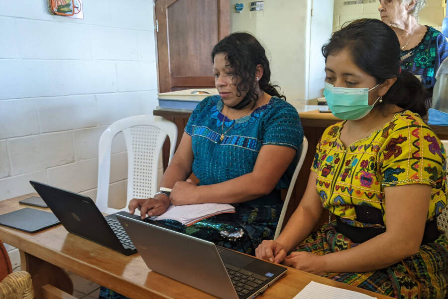 Rotary members from Ladysmith and Chemainus set up RACHEL systems in Guatemala, which provide a remote server loaded with educational materials. A sessions was held to train local teachers. (Photo courtesy of Gerry Beltgens)