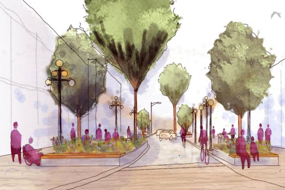 A rendering for the plans for beteen Courtney and Yates streets as envisioned in the Government Street Refresh concept. (Courtesy of City of Victoria)