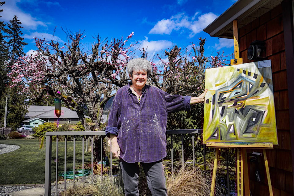 Joanie Winnitoy, an acrylic painter, showcases her work and her studio during the Ladysmith Spring Art Tour 2023. (Bailey Seymour/News Bulletin)