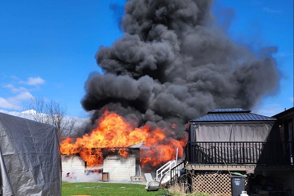 A detached structure was destroyed in Lake Country on Wednesday, April 9 due to a fire. 