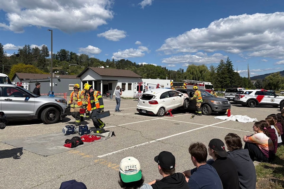 Grade 11 and 12 students from George Elliot Secondary School learnt about vehicle safety and awareness as part of Lake Country Road Safety Awareness Week on Tuesday, June 3.