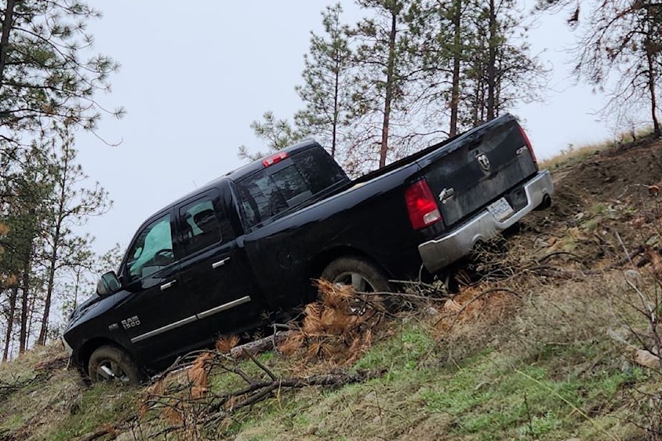 A truck gained access to the Lake Country Bike Park on March 26, 2025 damaging trails.
