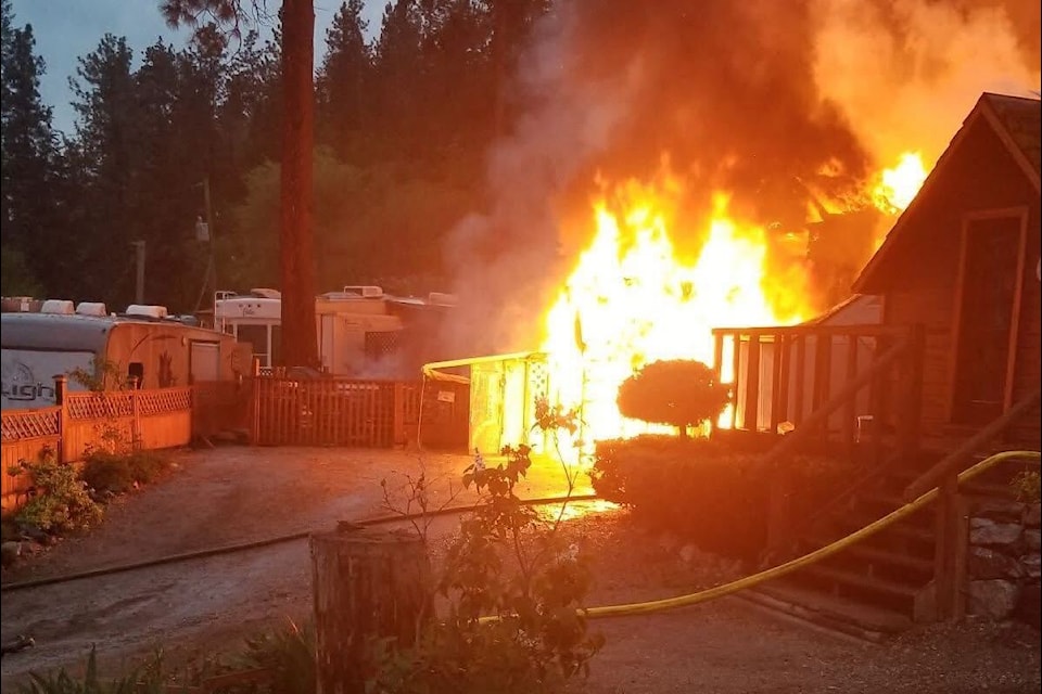Two trailers and a shed were destroyed in an early morning fire in Lake Country on Saturday, May 3.