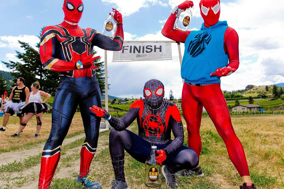 Spidermen doing the Penticton beer run in 2019. (Facebook)
