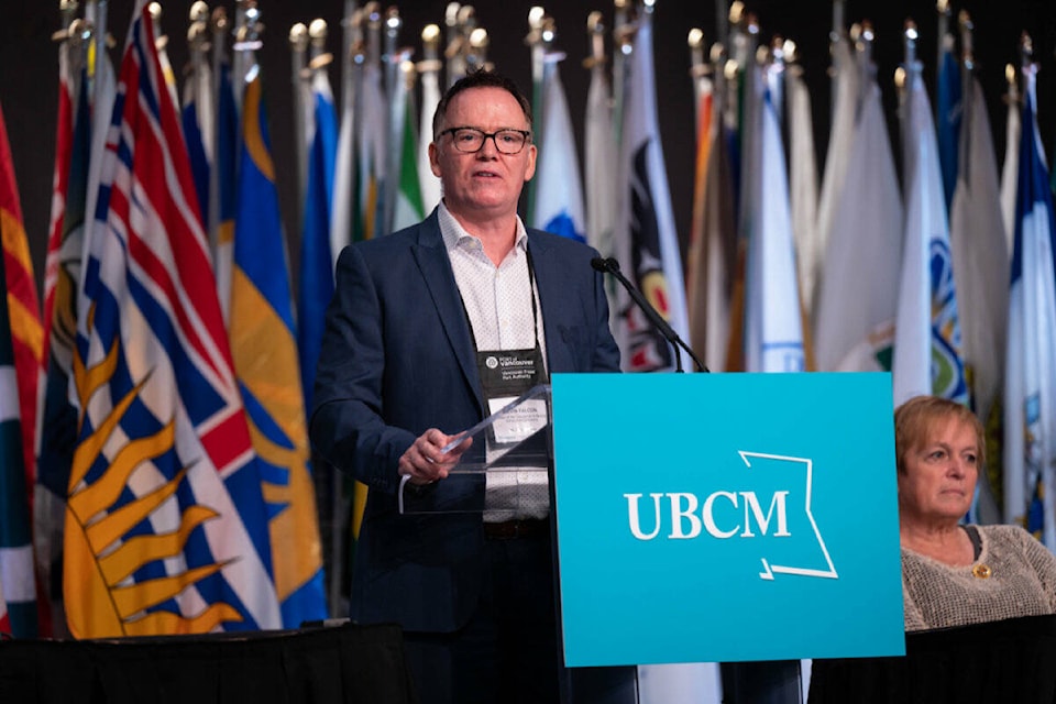 B.C. Liberals leader Kevin Falcon said during his remarks to delegates at the 2022 Convention in Whistler that the province is heading in the wrong direction “by every metric.” (Photo courtesy of the Union of British Columbia Municipalities)