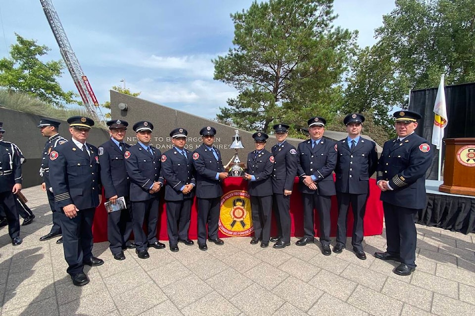 Lake Country firefighters gathered in Ottawa for the 2022 Canadian Fallen Firefighters Memorial Weekend where Karl Featherstone was honoured for his service before passing away in October 2020 (Contributed)