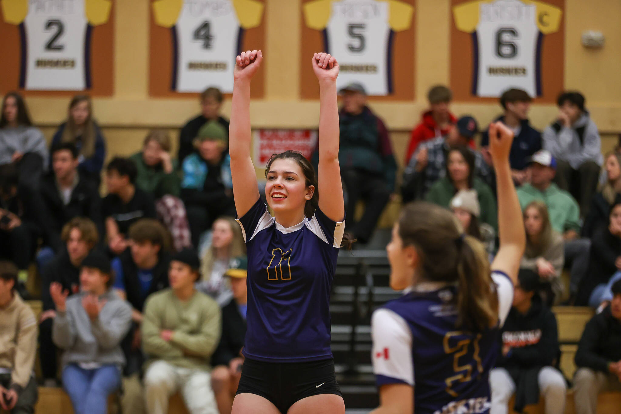 Grace Blasovits celebrates a point during the finals. (Central Okanagan Public Schools/Contributed)