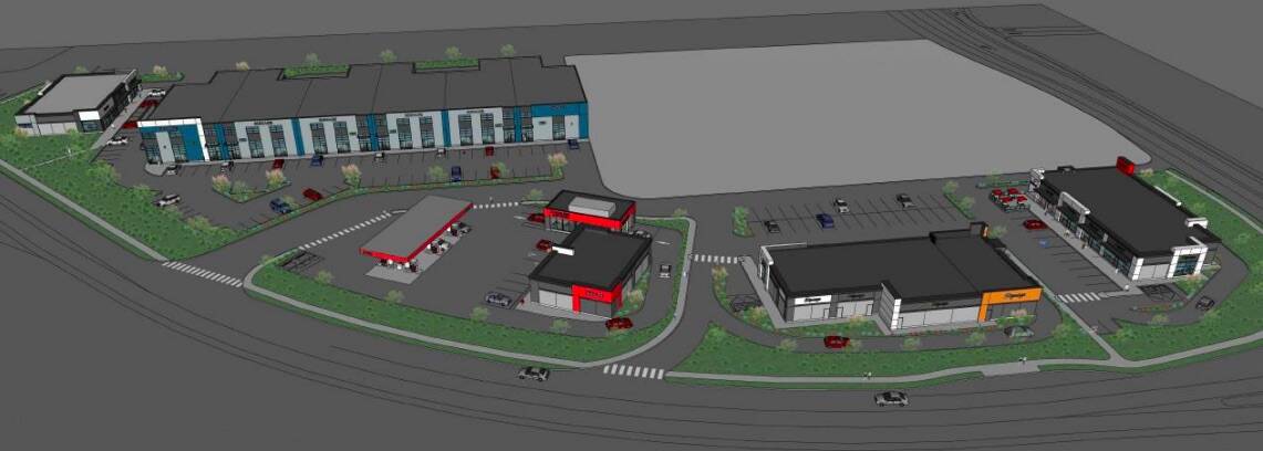 An artists rendering of the proposed shopping centre at Reids Corner from June 2020. (Black Press file photo)