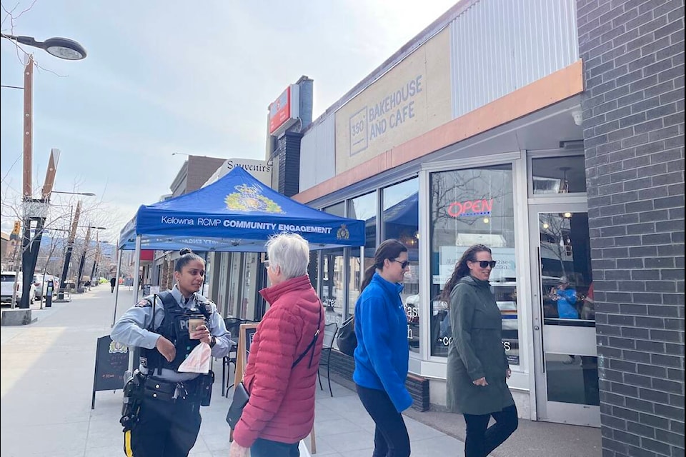 The Kelowna RCMP held their second of four April Coffee with a Cop events on Thursday at 350 Bakehouse and Cafe. (Jordy Cunningham/Capital News)
