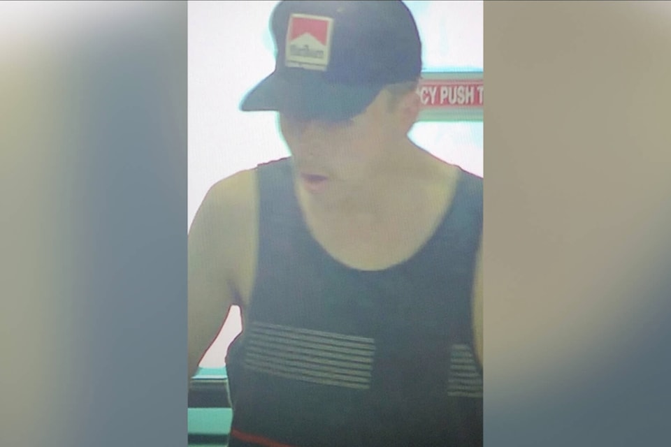 Police in Vernon are looking to identify this man, who is a suspect in a theft that occurred in the 4900 block of 27th Street around 1:20 p.m. Monday, May 29, 2023. (RCMP photo)