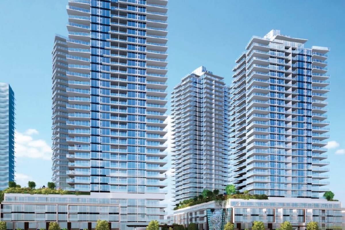 Conceptual rendering of a four-building high-rise project planned for 1070-1130 Ellis Street. (Contributed)
