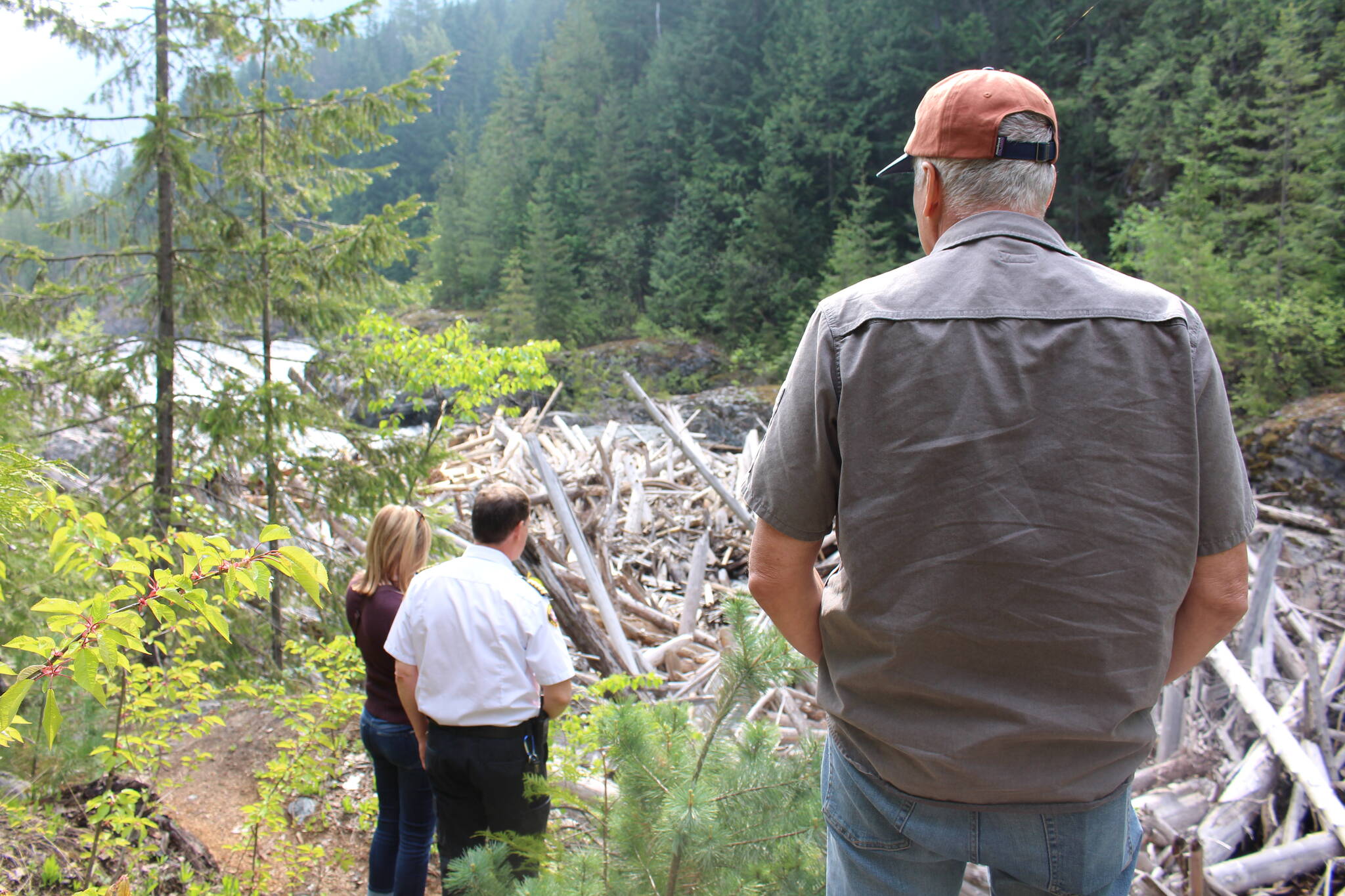 The Box Canyon log jam formed nearly a decade ago. (Zachary Delaney/Revelstoke Review)Steven DeRousie and Steve Black have worked to try to get the log jam removed for the past three years. (Zachary Delaney/Revelstoke Review)