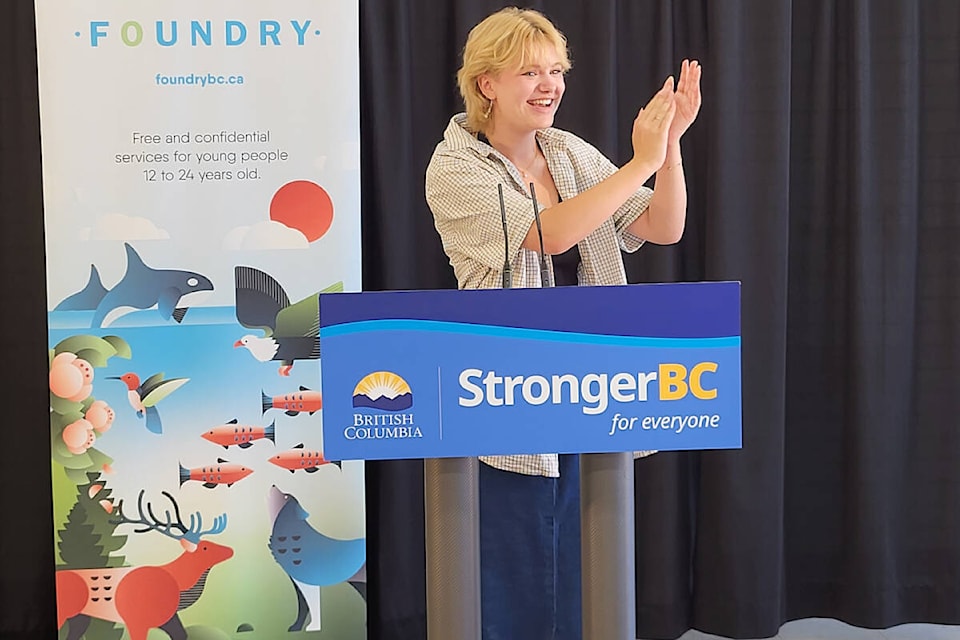 Bailey Millan-Brule, a youth advisory committee member for the Vernon branch of Canadian Mental Health Association, is pleased a Foundry centre for youth aged 12-24 will be located in Vernon. (Roger Knox - Morning Star)