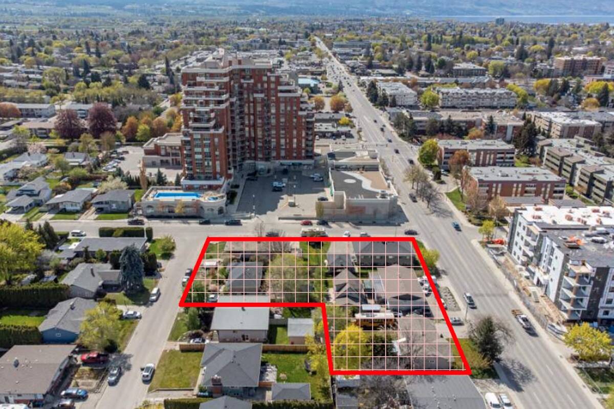 Proposed site for apartment complex at Gordon Drive and Lawson Avenue in Kelowna. (Photo/City of Kelowna)