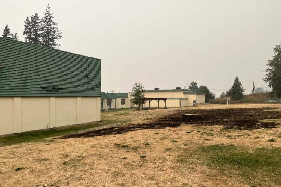 North Shuswap Elementary School is still standing. (CSRD photo)