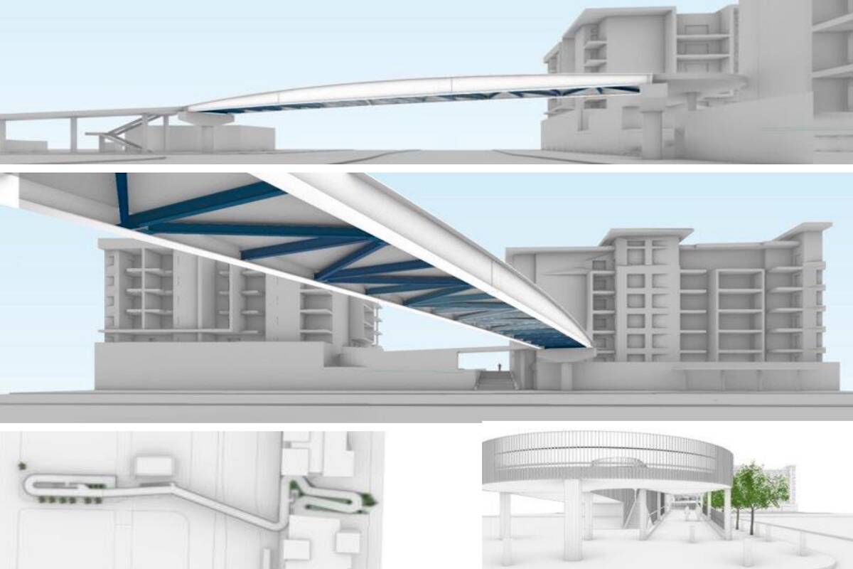 Conceptual rendering over the Bertram Street Multiuse overpass planned to cross Highway 97 between Richter and Ethel Streets. (Photo City of Kelowna)