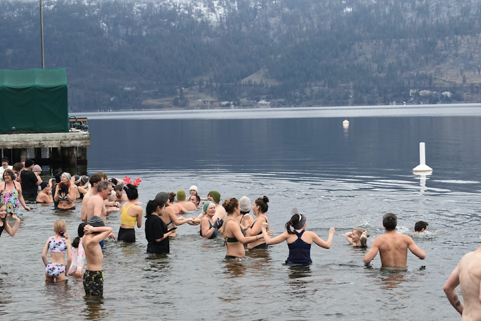 The Lake Country Polar Bear swim took place at Pebble Beach at 10 a.m. on Wednesday, Jan. 1.