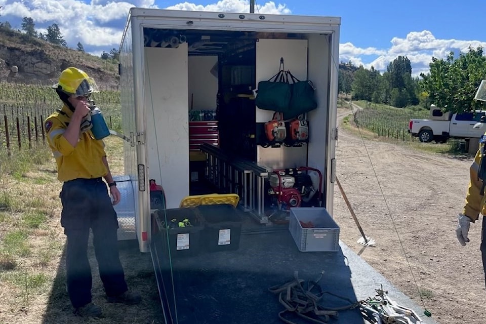The Lake Country Fire Department used its new structure protection unit while fighting a grass fire that sparked June 11, 2024. 
