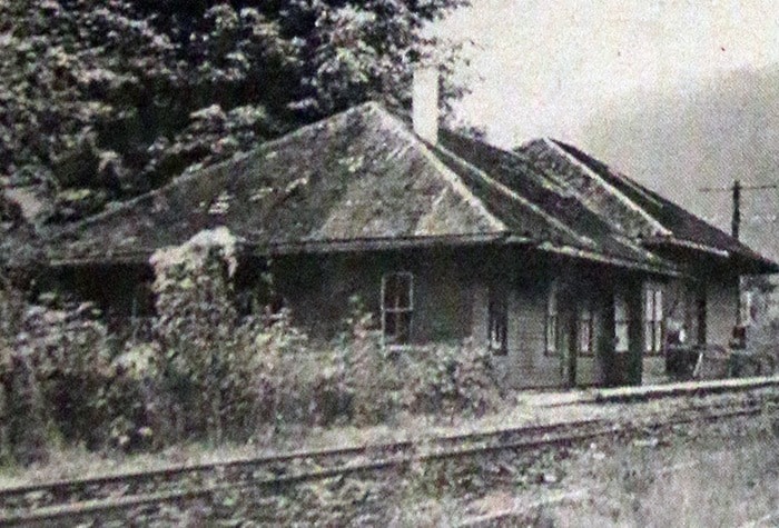 The old railway station in Lake Cowichan was surplus for CP Rail in 1977