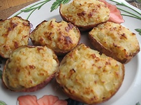 Baked, Cheese-Stuffed Potatoes provide a complete protein. [Mary Lowther photo]