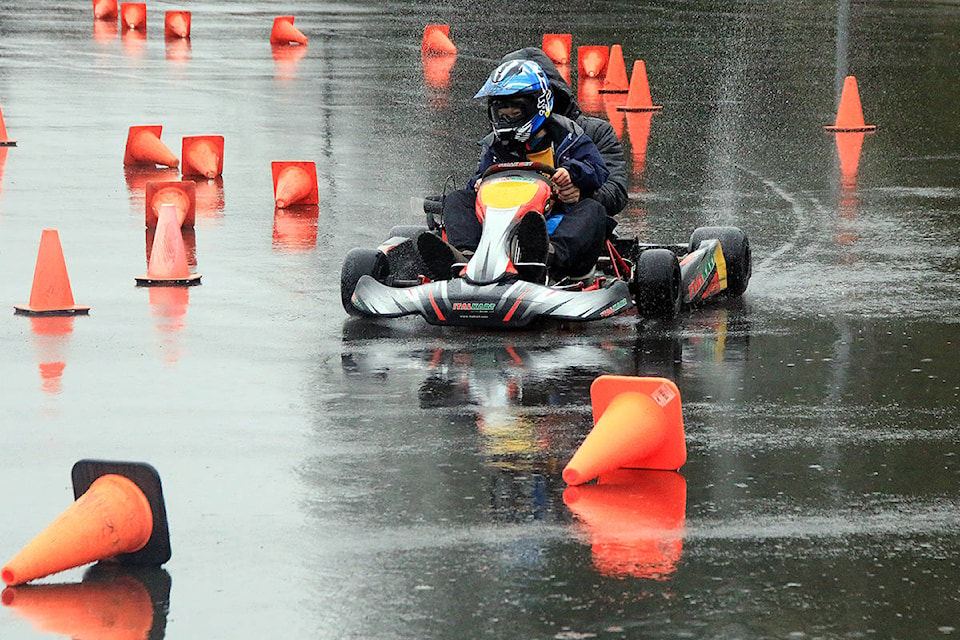 It’s a slippery course but lots of enthusiasts were ready to give it a try at the Island Motorsport Circuit’s open house. (Lexi Bainas/Citizen)