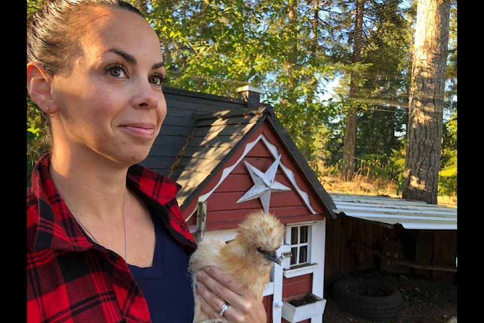 North Cowichan’s Lyndsey Milward credits the ‘Real Farmers of Vancouver Island’ Facebook page for helping her find and care for her beloved chickens. (Sarah Simpson/Citizen)