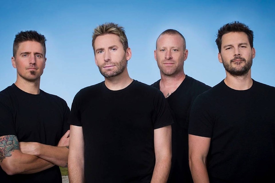 Someday is now here, Canadian rockers Nickelback will be leaving it all out on stage at the Laketown Amphitheatre in Lake Cowichan on Aug. 9. Daniel Adair (left), Chad Kroeger, Mike Kroeger and Ryan Peake of Nickelback. (Submitted photo)