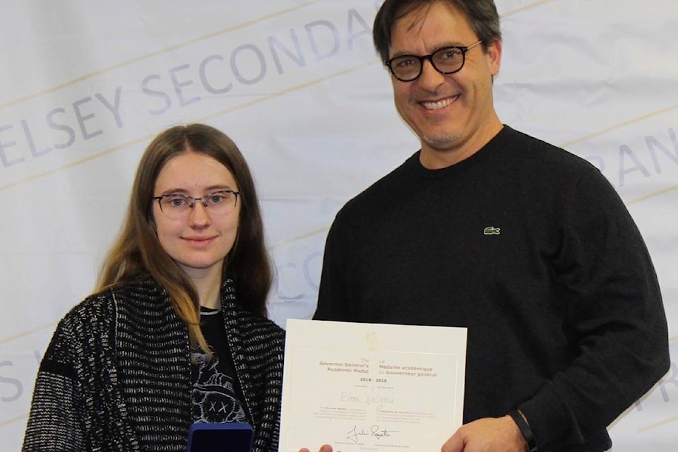 Frances Kelsey graduate Eileen Wallgrove (left) is the recipient of the 2018-19 Governor General’s Academic Medal. (Submitted) Frances Kelsey graduate Eileen Wallgrove (left) is the recipient of the 2018-19 Governor General’s Academic Medal. (Submitted)