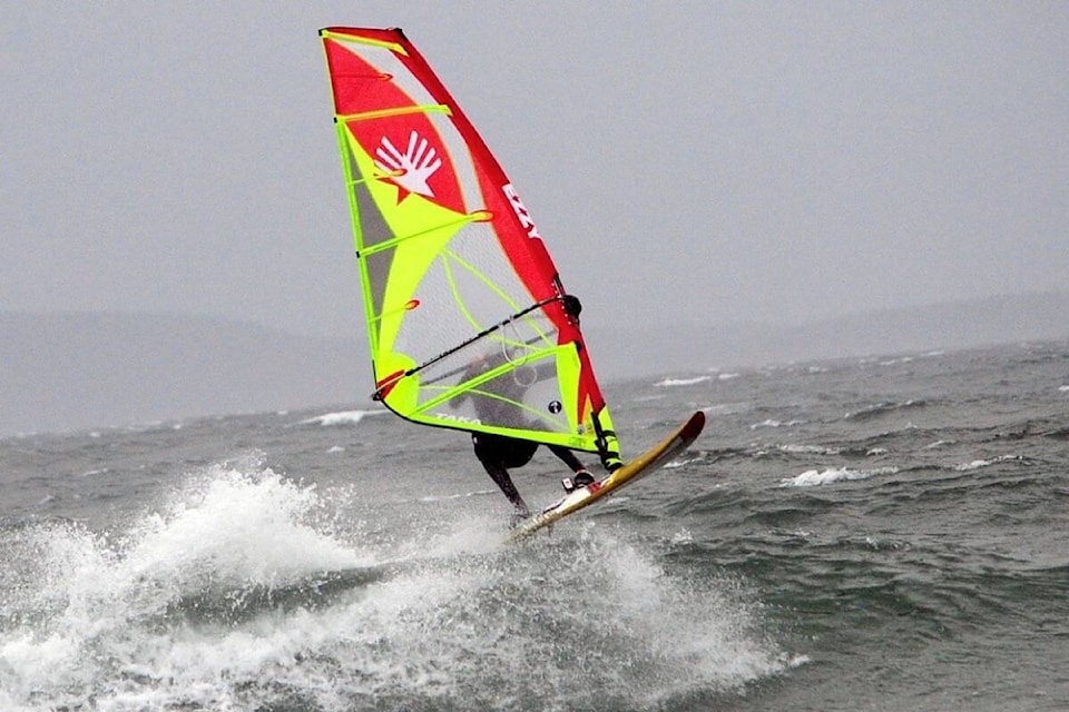 Alex Parker gets some air time as he sails over a wave. (Michael Briones photo)