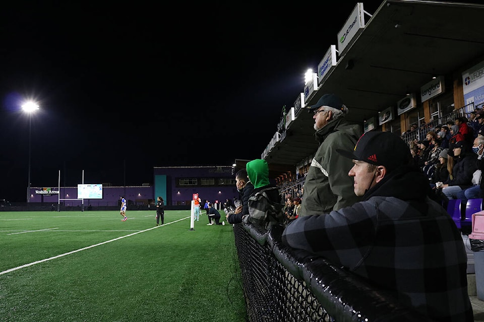 Starlight Stadium was packed with fans as the Toronto Arrows played for the first time in British Columbia in their game against LA Giltinis in Langford on Feb. 11. (Bailey Moreton/News Staff)