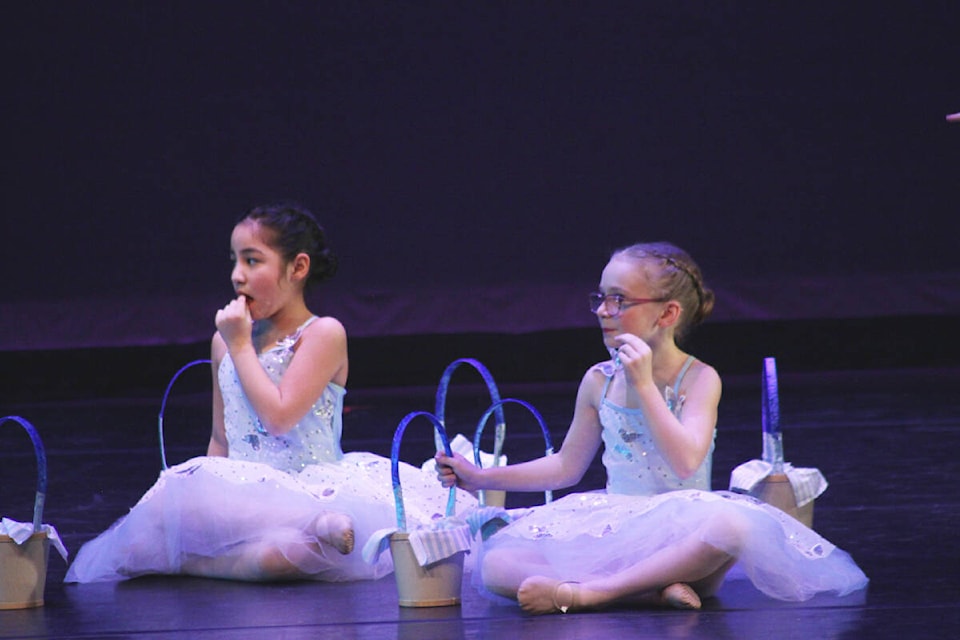 The Mini Ballet dancers perform Picnic Time, part of the Adagé Studio Winter Highlights show at the Cowichan Performing Arts Centre in Duncan on Feb. 8, 2023. (Andrea Rondeau/Citizen)