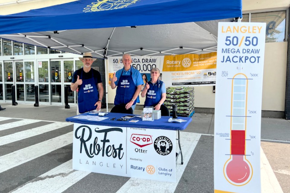 Rotarians donated more than 1,400 hours to selling 50/50 tickets last year at locations throughout the community, including at a main sponsor, Otter Co-op. 