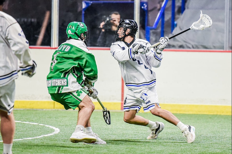 Victoria Shamrocks are heading to the Mann Cup after sweeping 91ԭ Thunder in the WLA finals, including  game 3 on Wednesday, seen here, at the 91ԭ Events Centre, when they lost 14-9. 91ԭ fell 13-7 in the final fourth game on Friday, Aug 23.