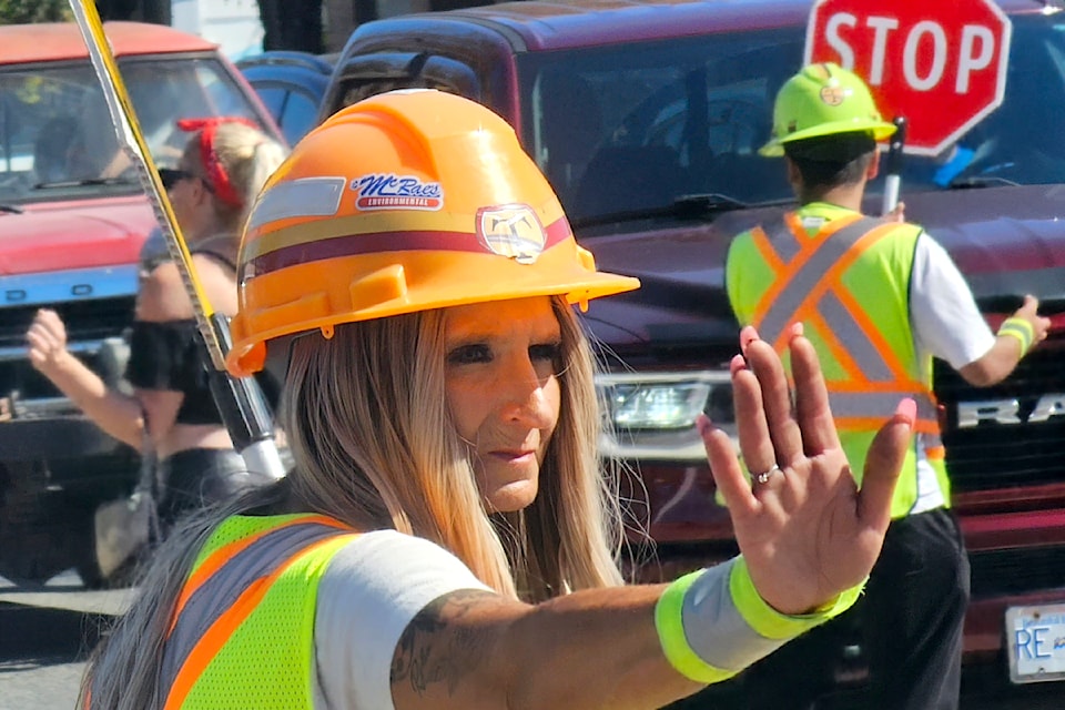 Event organizers ask motorists to be patient and kind – and to expect delays – when attending Cruise-In  in downtown Aldergrove. It takes flaggers time to move everyone along.