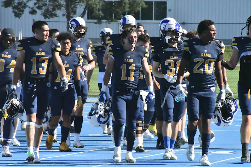 91ԭ Rams we're leading 28-0 at the half in their first home game of the season against the Prince George Kodiaks on Saturday.
