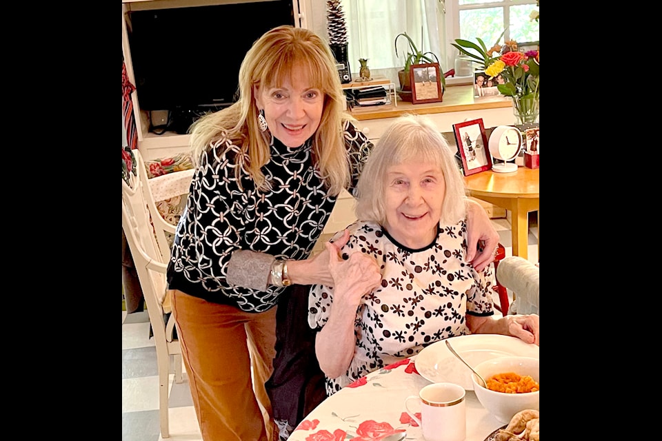 Susan J. Falk with her aunt Gathie Falk.