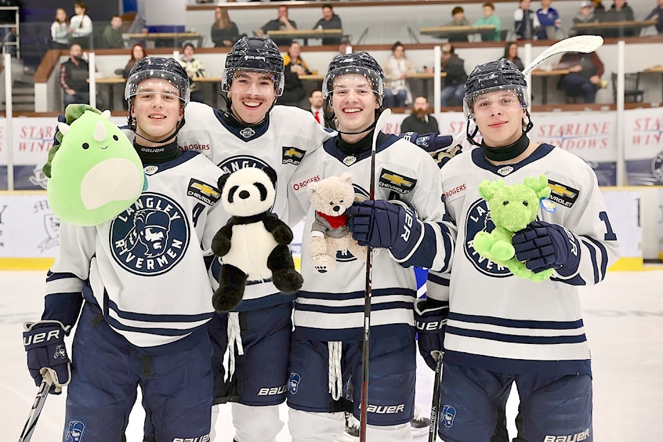 91ԭ celebrated Teddy Bear Toss night with a 4-3 win over Powell River Kings at George Preston arena on Saturday, Dec. 7.