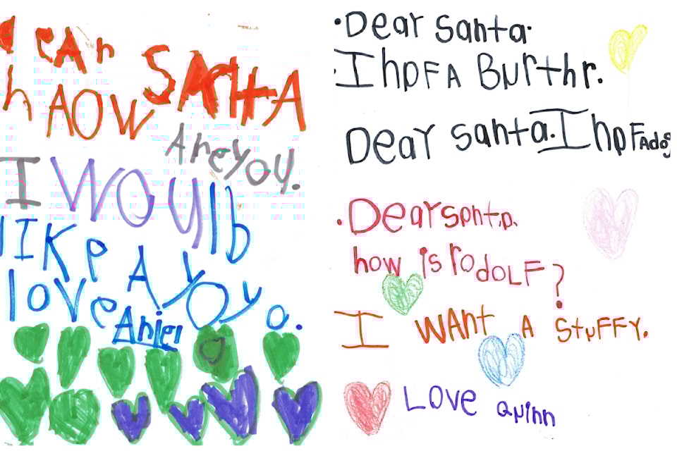 Letters from Grade 1 students at James Hill Elementary