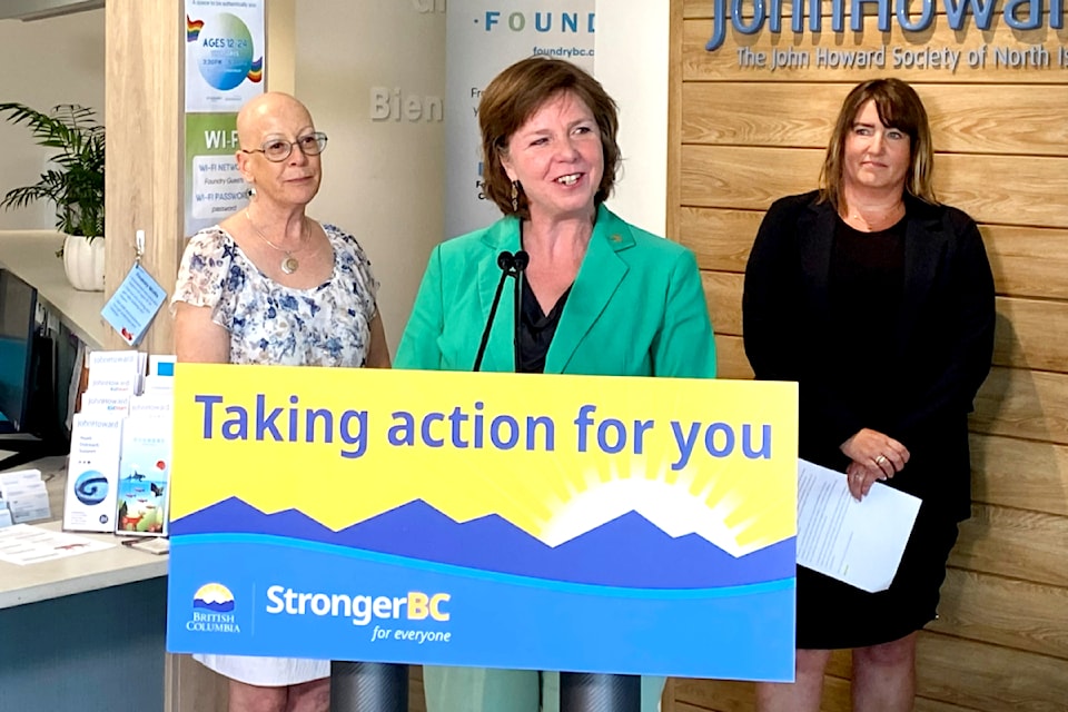 B.C. Minister of Social Development and Poverty Reduction Sheila Malcolmson announced additional funding for Foundry centres on July 16, 2024.