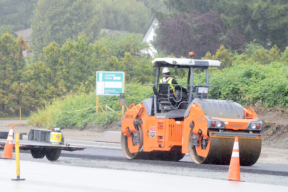 Work is underway now on paving a stretch of 208 Street south of 72 Avenue, part of ongoing plans to widen the road to four lanes through Willoughby.