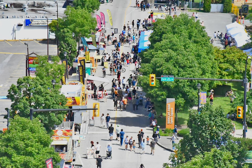 Douglas Crescent from 204 Street to 206 Street was blocked off some of the attractions at this year's Community Day, including a climbing wall, the firefighter challenge, and food trucks. (Heather Colpitts/91ԭ Advance Times)
