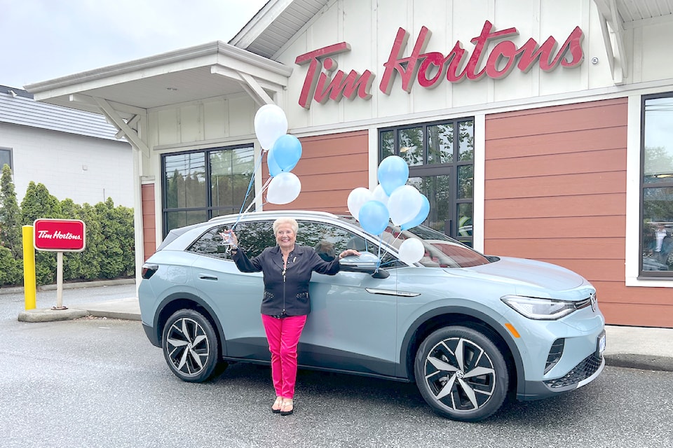 91ԭ City resident Angela Skingsley picked up her new car on Monday, June 17. She won it when she rolled up the rim of a Tim Hortons coffee.
