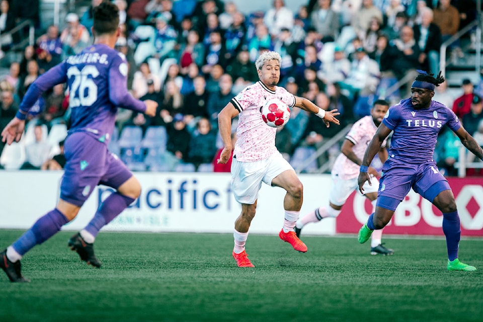 A jubilant Vancouver FC rejoiced after a 2-1 victory over Pacific FC in Victoria on Thursday, June 27, 2024.
