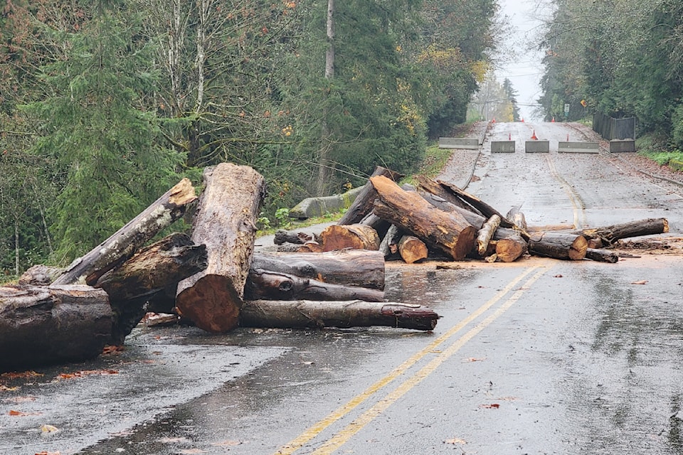 At the end of October, Township crews were seen working on the closed-off section of 40 Ave. near 216 Street, which was shut down on Saturday, Oct. 19 during the first atmospheric river of the season.