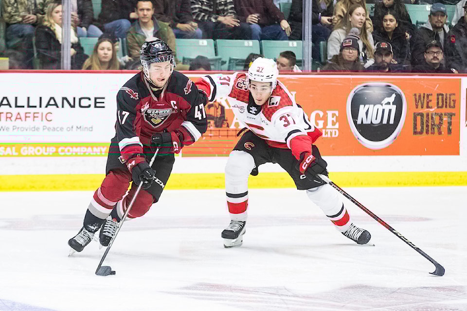 Prince George Cougars scored three times in the first 6:36 on their way to a 7-1 victory over the Vancouver Giants at the CN Centre on Saturday, Nov. 9.
